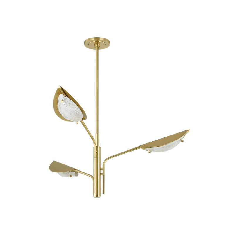 Hudson Valley Levin 3 Light Chandelier, Aged Brass/Remolino Blanco - 7503-AGB