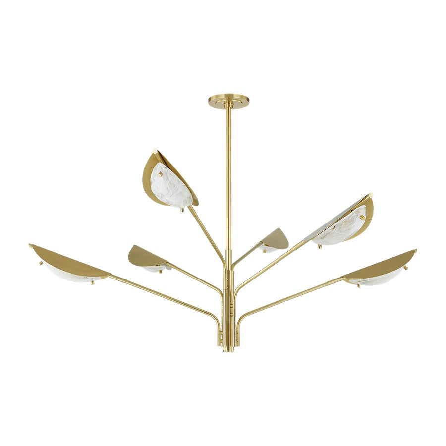 Hudson Valley Levin 6 Light Chandelier, Aged Brass/Remolino Blanco - 7506-AGB