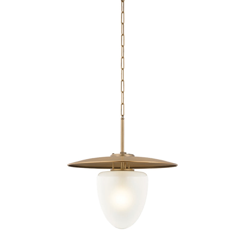 Hudson Valley Maplecrest 20in 1-Light Pendant | Modern Patina Brass and Clear Etched Glass | Kitchen Island & Dining Room | Model 7521-PBR