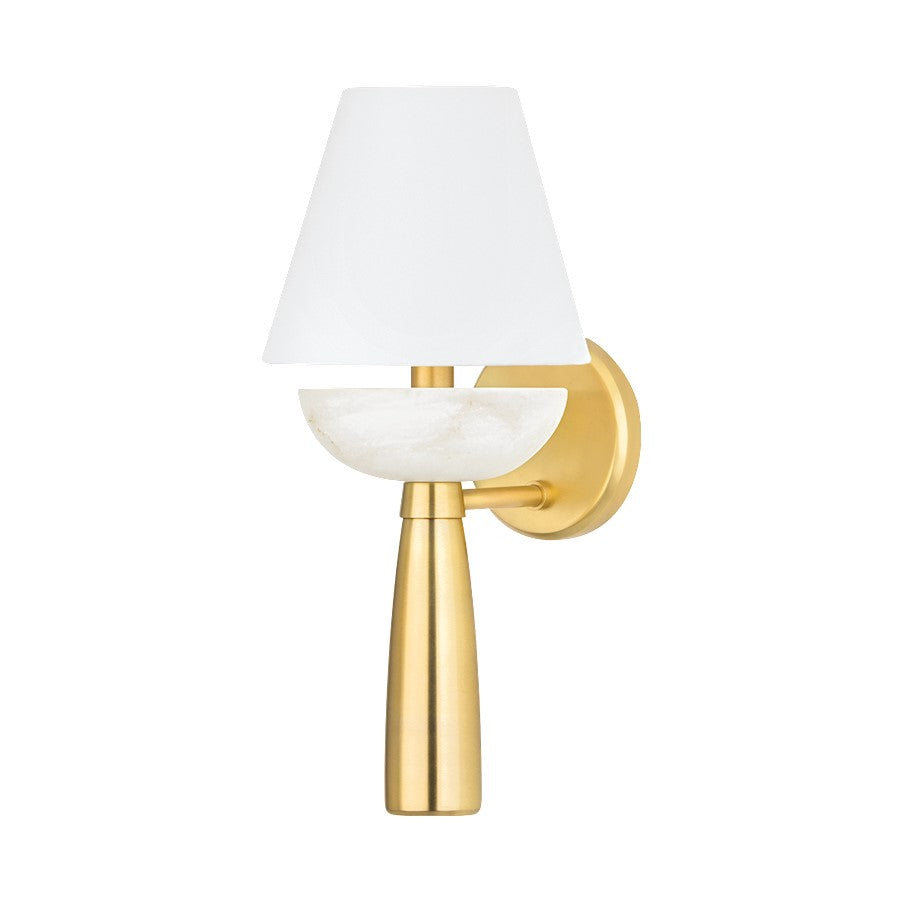 Hudson Valley New Windsor 1 Light Wall Sconce, Aged Brass/White - 7717-AGB