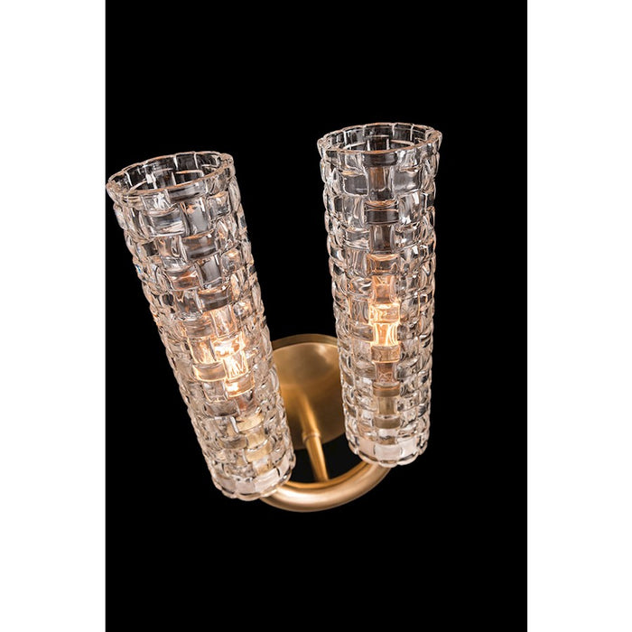Hudson Valley Dartmouth 2 Light Wall Sconce, Aged Brass/Clear