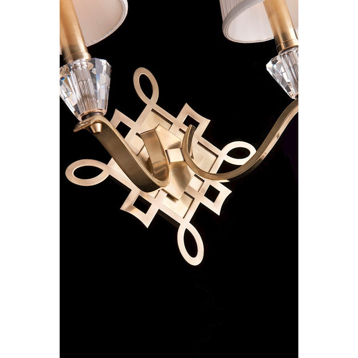 Hudson Valley Fowler 2 Light Wall Sconce, Aged Brass/White/Pleated