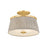 Hudson Valley Valeria 2Lt Semi Flush, Brass/Gathered Printed Cotton - 8517-AGB