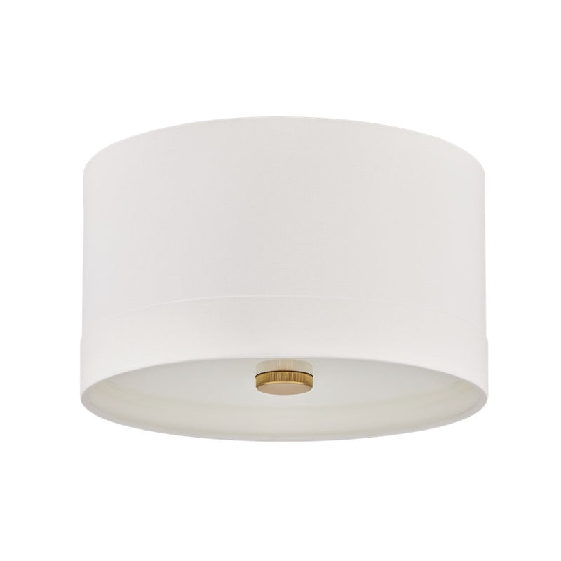 Hudson Valley Ashland 3Lt Flush Mount, Aged Brass/White Linen 1 - 8914-AGB