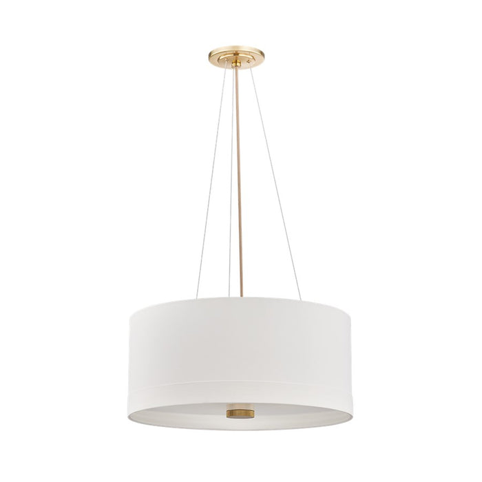 Hudson Valley Ashland 4Lt Pendant, Aged Brass/White Linen 1 - 8923-AGB