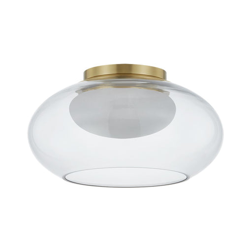 Hudson Valley Moore 1 Light 12" Flush Mount, Aged Brass/Clear - 9013-AGB
