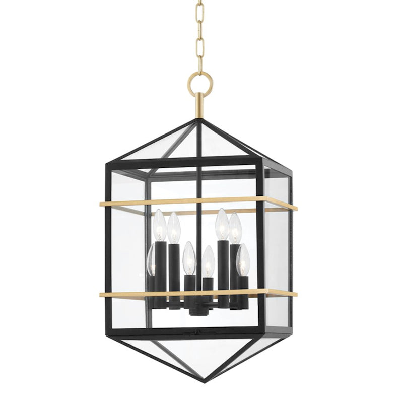 Hudson Valley Bedford Hills 8 Light Pendant, Aged Brass/Black