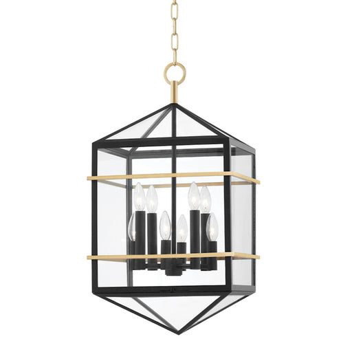 Hudson Valley Bedford Hills 8 Light Pendant, Aged Brass/Black