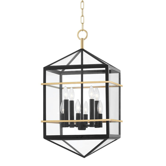 Hudson Valley Bedford Hills 8 Light Pendant, Aged Brass/Black