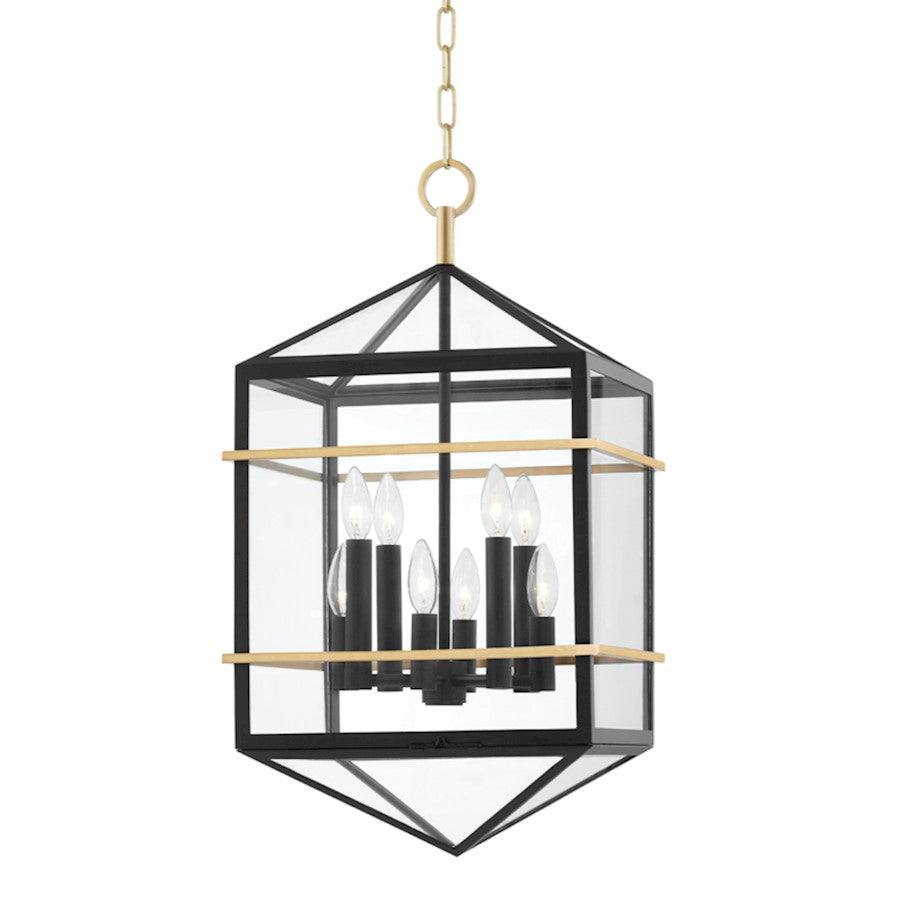 Hudson Valley Bedford Hills 8 Light Pendant, Aged Brass/Black