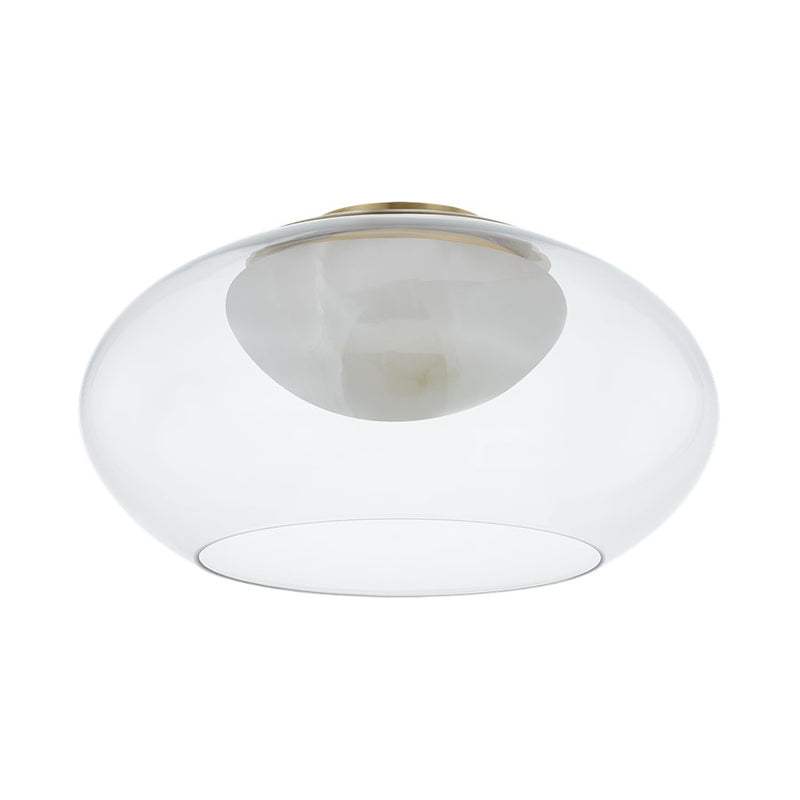 Hudson Valley Moore 1 Light 17" Flush Mount, Aged Brass/Clear - 9019-AGB