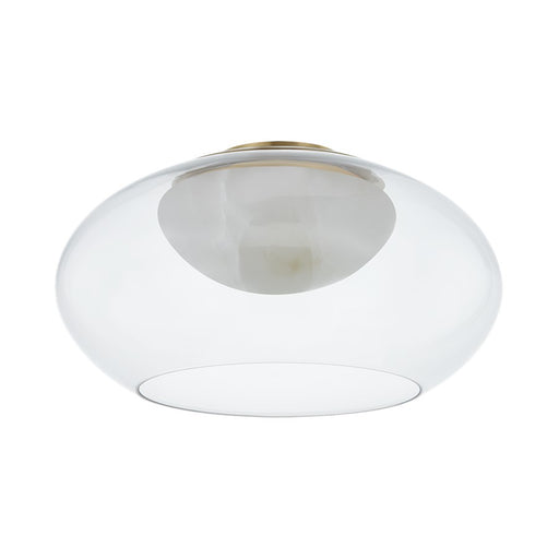 Hudson Valley Moore 1 Light 17" Flush Mount, Aged Brass/Clear - 9019-AGB