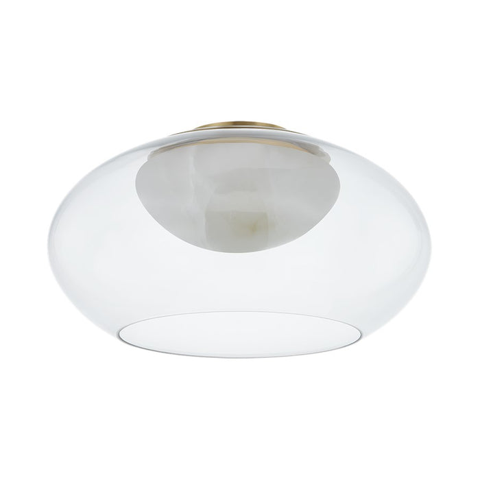 Hudson Valley Moore 1 Light 17" Flush Mount, Aged Brass/Clear - 9019-AGB