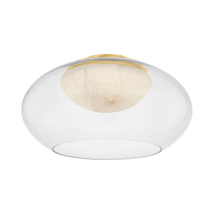 Hudson Valley Moore 1 Light 17" Flush Mount, Aged Brass/Clear