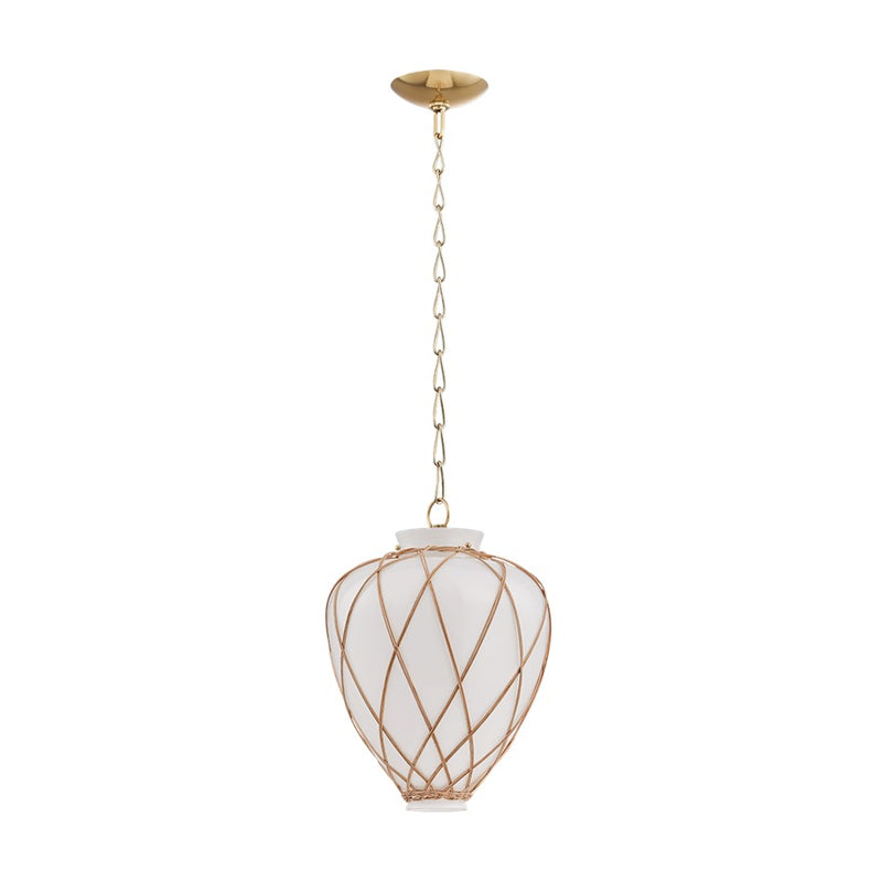 Hudson Valley Apple Valley 1Lt 13" Pendant, Aged Brass/Opal Glossy - 9213-AGB