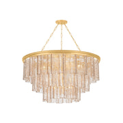 Hudson Valley Finchville 42in 9-Light Chandelier | Vintage Gold Leaf and Light Bronze Piastre Glass | Dining Room & Entryway | Model 9259-VGL