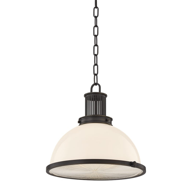 Hudson Valley Pinesbridge 1Lt 15" Pendant, Bronze/Opal Glossy - 9315-DB