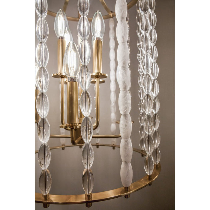 Hudson Valley Whitestone 8 Light Lantern, Aged Brass