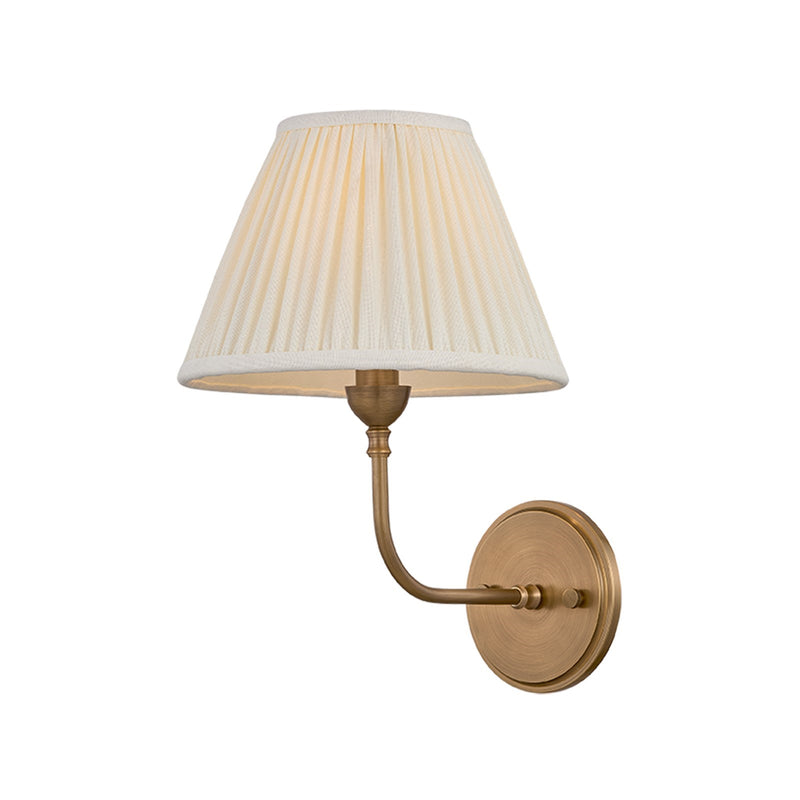 Hudson Valley Garnerville 13in 1-Light Wall Sconce | Whimsical Patina Brass and Cream Linen | Bedroom & Hallway | 9 x 13 in | Model 9341A-PBR