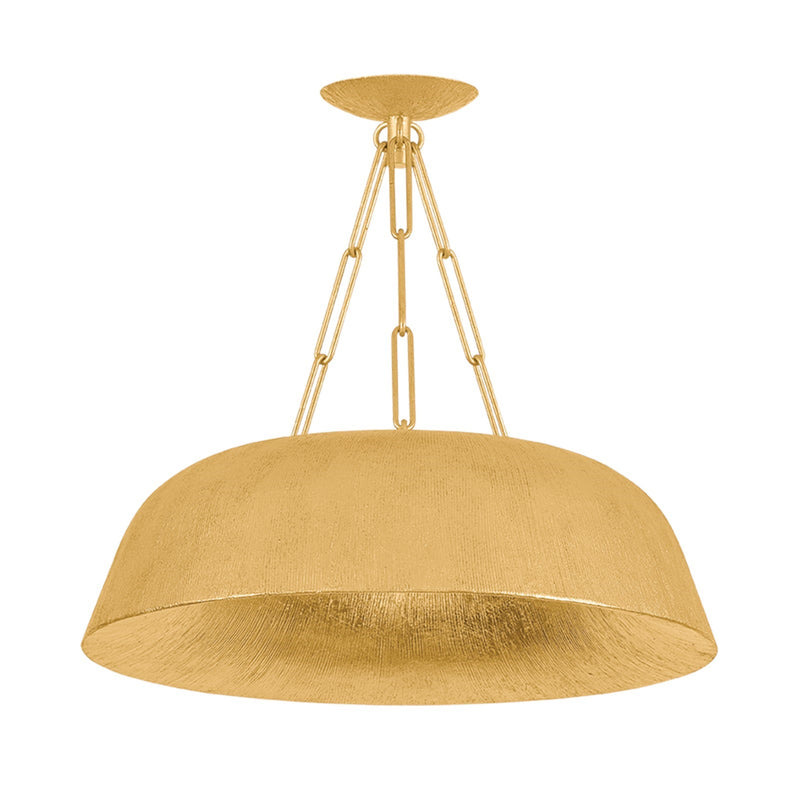 Hudson Valley Highmount 20in LED Drum Chandelier | Combed Vintage Gold Leaf and White Glass | Dining Room & Bedroom | 20 x 6.75 in | Model 9520-VGL