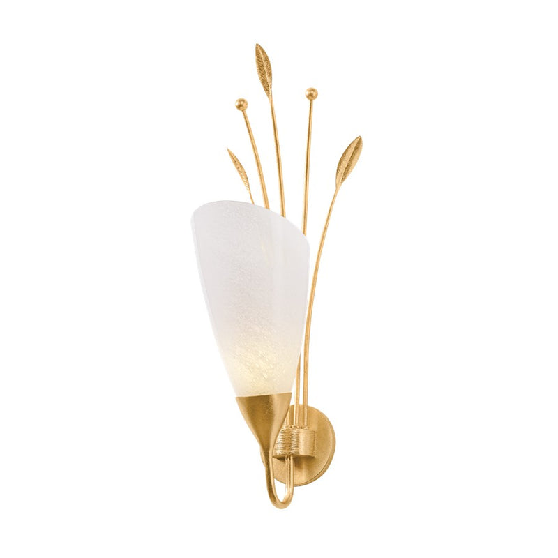 Hudson Valley Forest Glen 1Lt Wall Sconce, Gold Leaf/Seeded Cloud - 9528-VGL