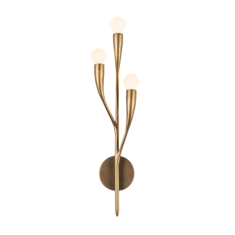 Hudson Valley Labra 24.5in 3-Light Wall Sconce | Botanical Patina Gold Leaf and Glass | Bedroom & Hallway Accent Light | Model 9603-PGL