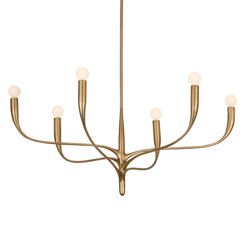 Hudson Valley Labra 37in 6-Light Chandelier | Modern Patina Gold Leaf and Glass Globe | Dining Room & Foyer | 36.75 x 17.75 in | Model 9606-PGL