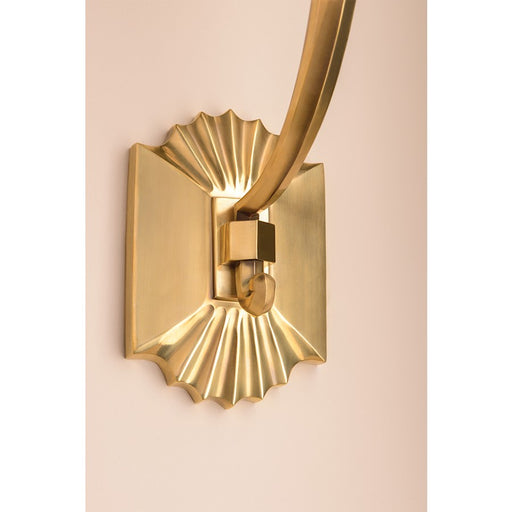 Hudson Valley Alden 1 Light Wall Sconce, Aged Brass/White/Pleated