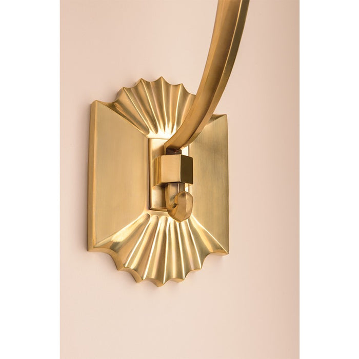 Hudson Valley Alden 1 Light Wall Sconce, Aged Brass/White/Pleated
