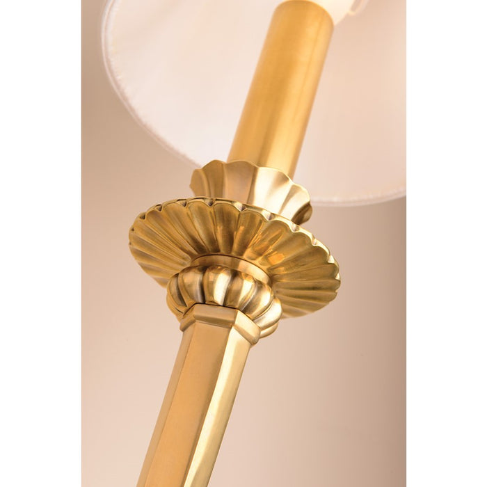Hudson Valley Alden 1 Light Wall Sconce, Aged Brass/White/Pleated