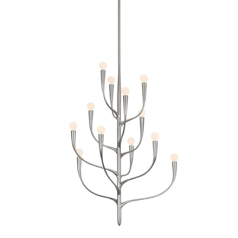 Hudson Valley Labra 32in 12-Light Chandelier | Botanical Warm Silver Leaf and Glass | Dining Room & Foyer | 32 x 40 in | Model 9612B-WSL