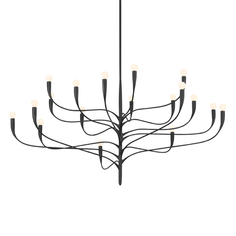 Hudson Valley Labra 66in 18-Light Chandelier | Botanical Aged Iron and Glass Globe | Dining Room & Foyer | 66 x 33 in | Model 9619-AI