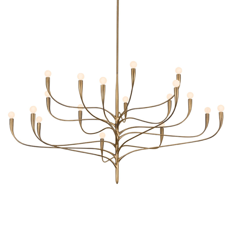 Hudson Valley Labra 66in 18-Light Chandelier | Patina Gold Leaf and Glass | Dining Room & Foyer | 66 x 33 in | Model 9619-PGL
