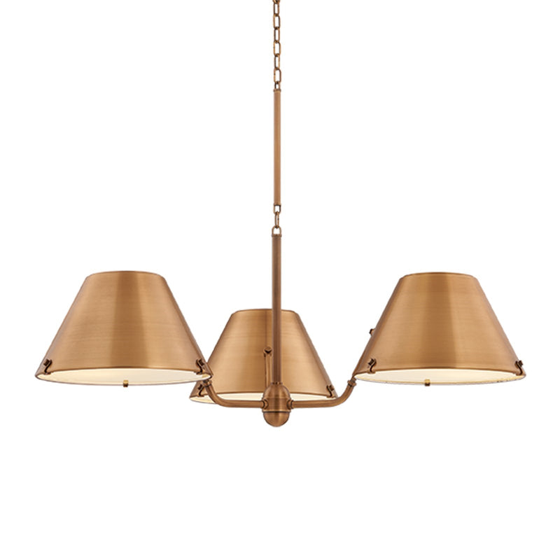 Hudson Valley Tannersville 33in 3-Light Chandelier | Heritage Patina Brass and White Glass | Dining Room & Kitchen Island | Model 9703-PBR