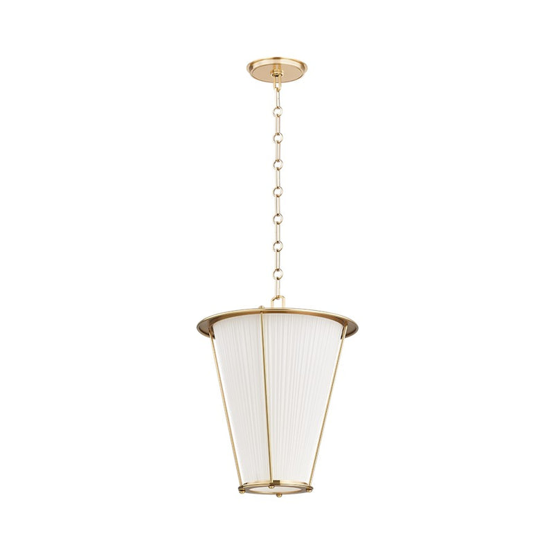 Hudson Valley Ellsworth 1Lt 15" Lantern, Aged Brass/Ivory Silk - AH1715-AGB
