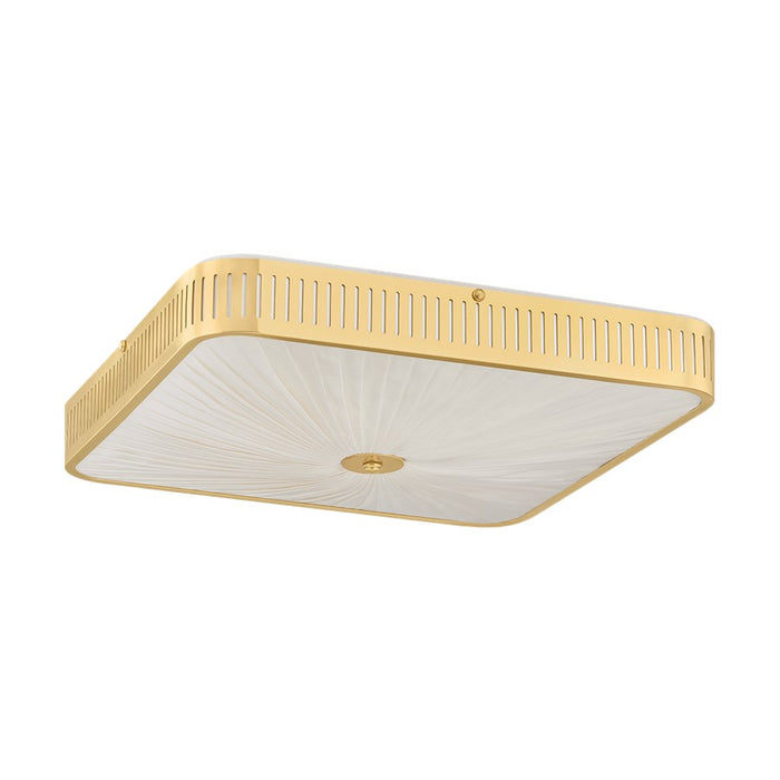 Hudson Valley Henri 6Lt Semi Flush Mount, Aged Brass/Ivory Silk - AH4706-AGB