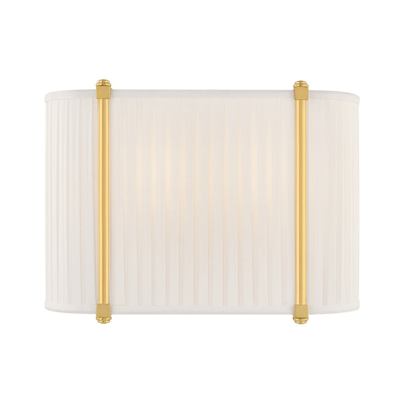 Hudson Valley Cornell 2Lt 9" Wall Sconce, Aged Brass/Ivory Silk - AH6308-AGB