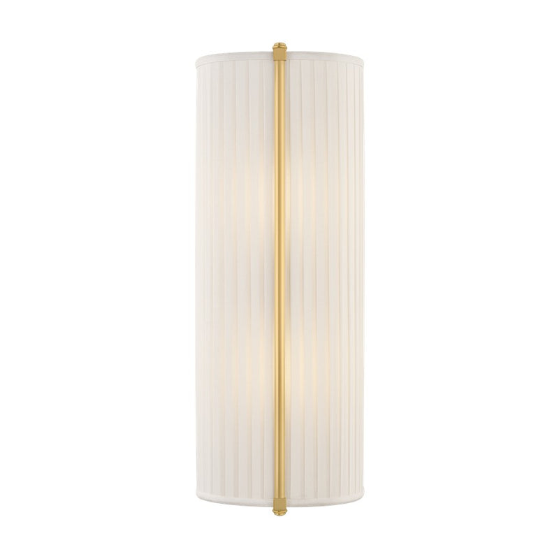 Hudson Valley Cornell 2Lt 18" Wall Sconce, Aged Brass/Ivory Silk - AH6317-AGB