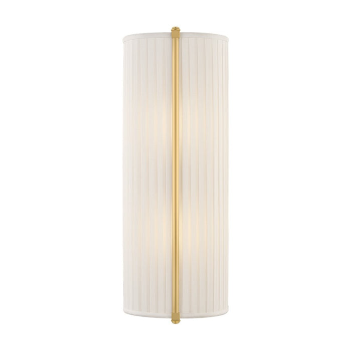 Hudson Valley Cornell 2Lt 18" Wall Sconce, Aged Brass/Ivory Silk - AH6317-AGB
