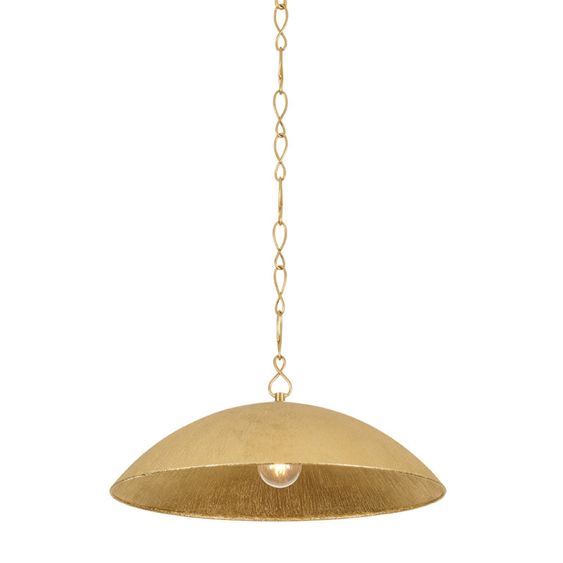 Hudson Valley Eve 24in 1-Light Pendant | Vintage Gold Leaf and Gold Leaf Interior Iron | Dining Room & Entryway | 24 x 9.75 in | Model BKO1400-VGL-GLI