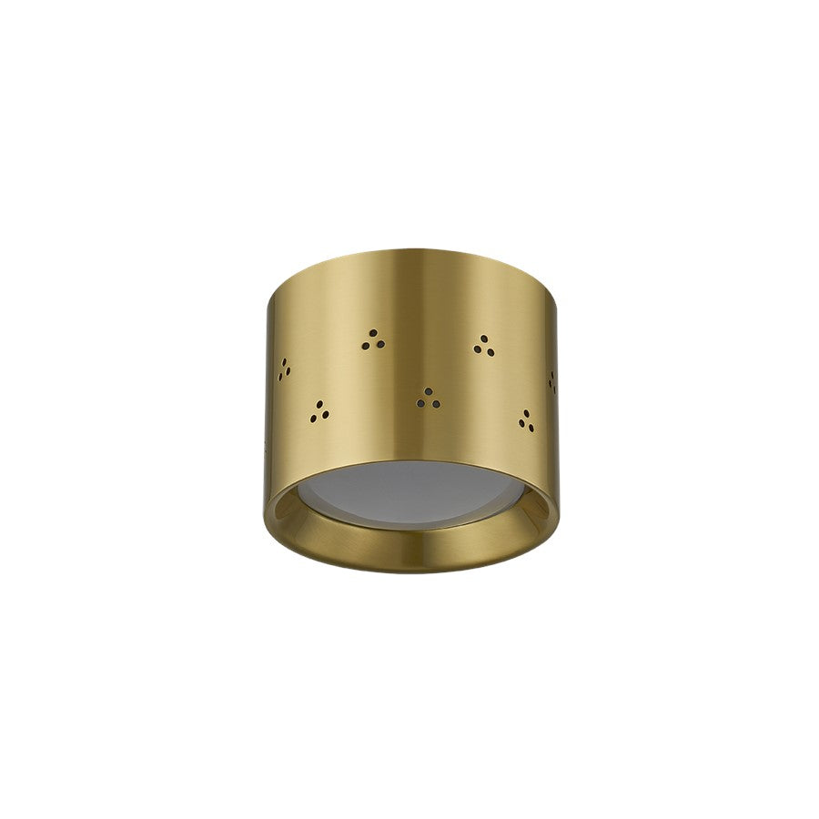 Hudson Valley Edisto 1 Light Flush Mount, Aged Brass/Clear Etched - CB2405-AGB