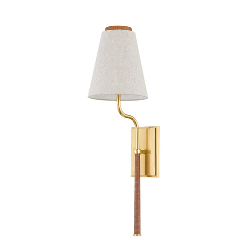 Hudson Valley Sullivan 1Lt Wall Sconce, Aged Brass/Natural Linen - CB4925-AGB
