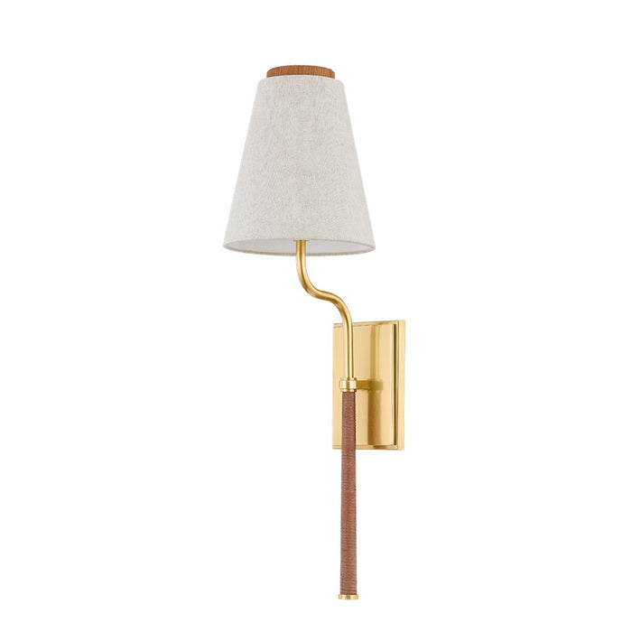Hudson Valley Sullivan 1Lt Wall Sconce, Aged Brass/Natural Linen - CB4925-AGB