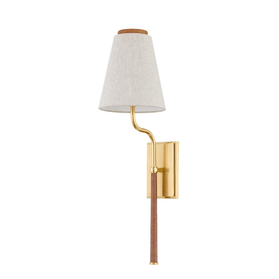 Hudson Valley Sullivan 1Lt Wall Sconce, Aged Brass/Natural Linen - CB4925-AGB