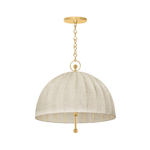 Hudson Valley Palmetto 1 Light Pendant, Aged Brass/Natural Linen - CB5851-AGB