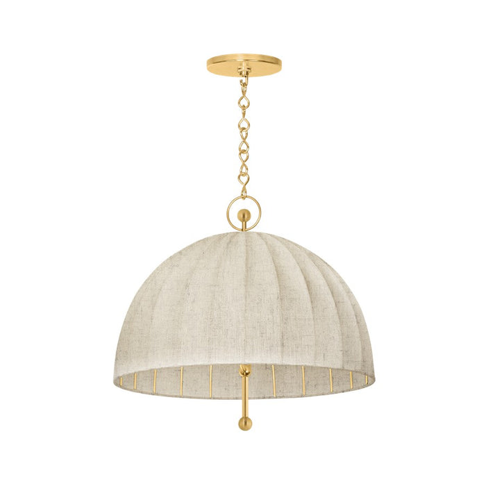 Hudson Valley Palmetto 1 Light Pendant, Aged Brass/Natural Linen - CB5851-AGB
