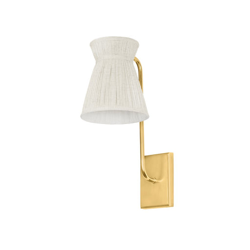 Hudson Valley Hollywood 1 Light Wall Sconce, Aged Brass/Raw Silk - CB8418-AGB
