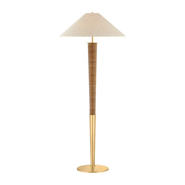 Hudson Valley Bohicket 1Lt Floor Lamp, Aged Brass/Natural Linen - CBL6524-AGB
