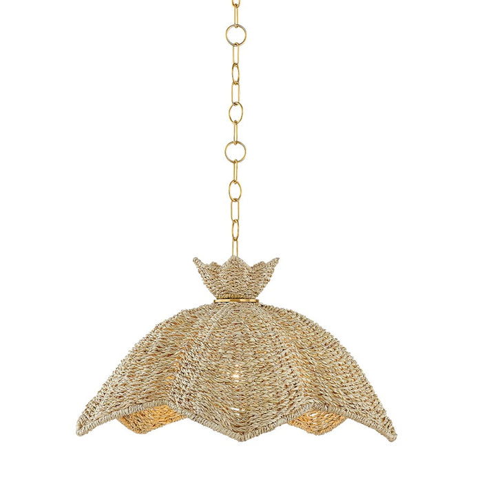 Mitzi Solie 1 Light 22" Pendant, Aged Brass/Light Natural Wicker - H1002701S-AGB