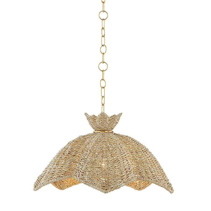 Mitzi Solie 1 Light 22" Pendant, Aged Brass/Light Natural Wicker - H1002701S-AGB